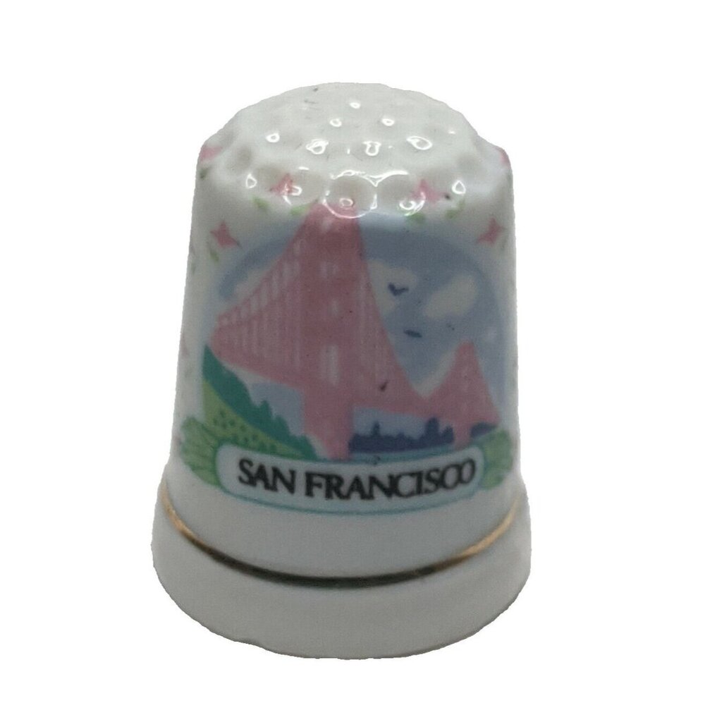 Vintage San Francisco Golden Gate Bridge Souvenir Collectors Porcelain Thimble
